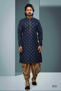 Raivat Ethnic Cotton Digital Print Pintux Work Kurta Pajama In Blue Colour | Grocsy