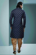 Raivat Ethnic Cotton Digital Print Pintux Work Kurta Pajama In Blue Colour | Grocsy