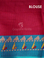 Rani Pink And Blue Printed Semi Soft Silk Kota Saree By Gayathri Reddy Designer Studio | Grocsy