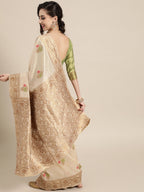 Saree Mall Ethnic Motifs Silk Blend Saree with Woven Design border | Grocsy