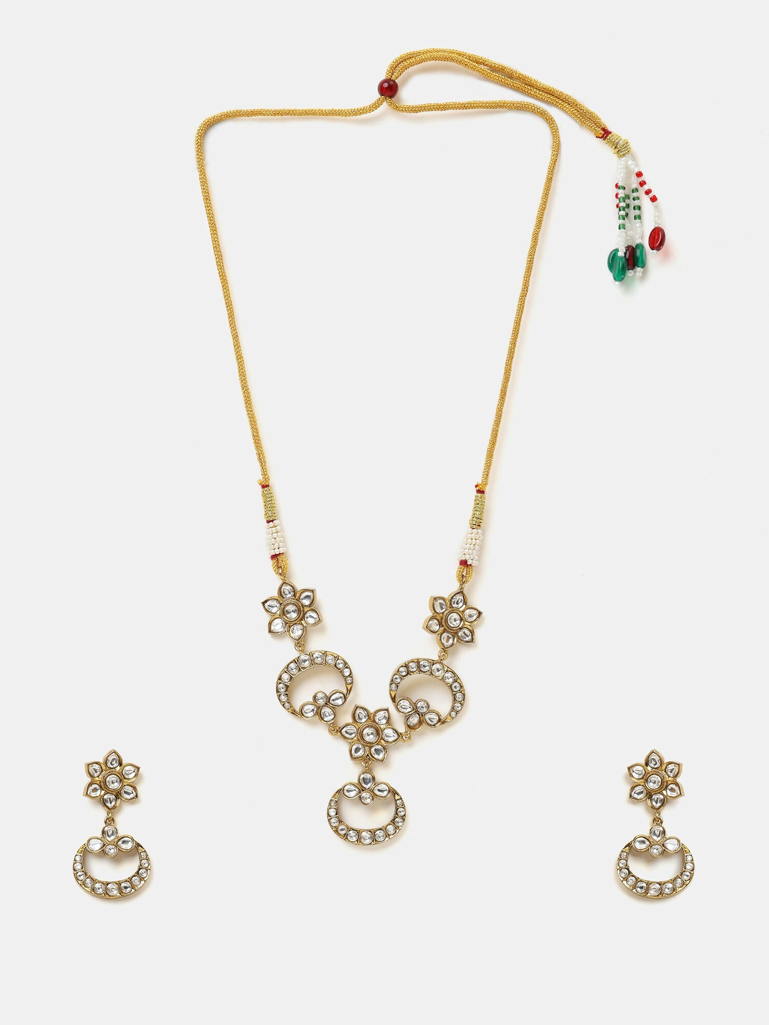 Ruby Raang Chandni Necklace Earrings Set | Grocsy