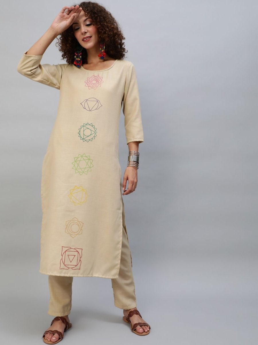 Aks Ethnic Motifs Printed Regular Kurta With Palazzos | Grocsy