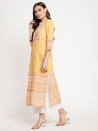 Ahalyaa Women Yellow Crepe Digital Print Kurti | Grocsy