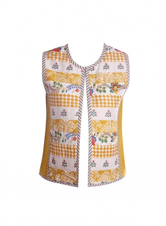 W for Woman Off-White Printed Sleeveless Gillet | Grocsy