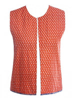 W for Woman Orange Printed Gillet | Grocsy
