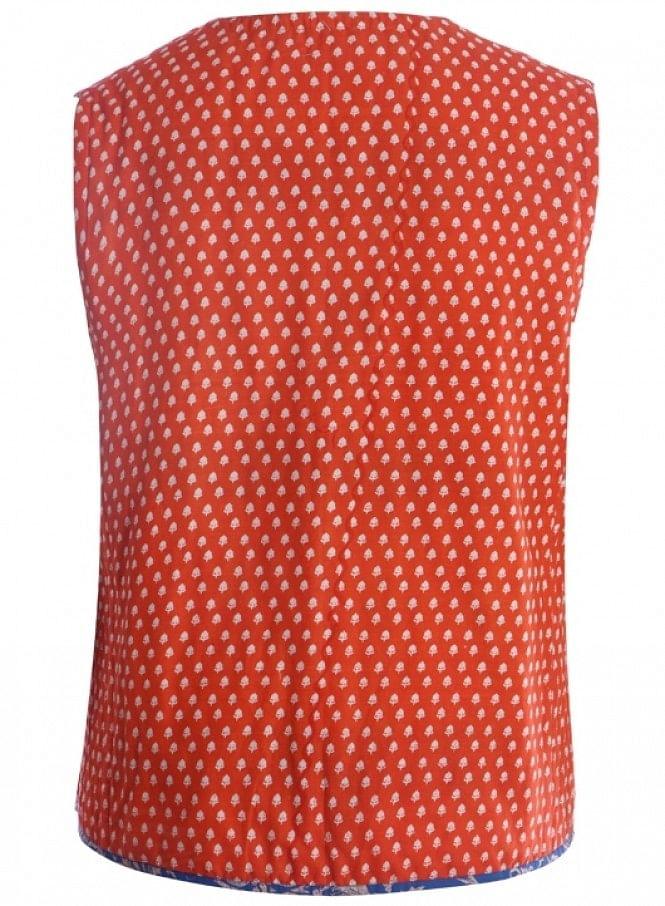 W for Woman Orange Printed Gillet | Grocsy
