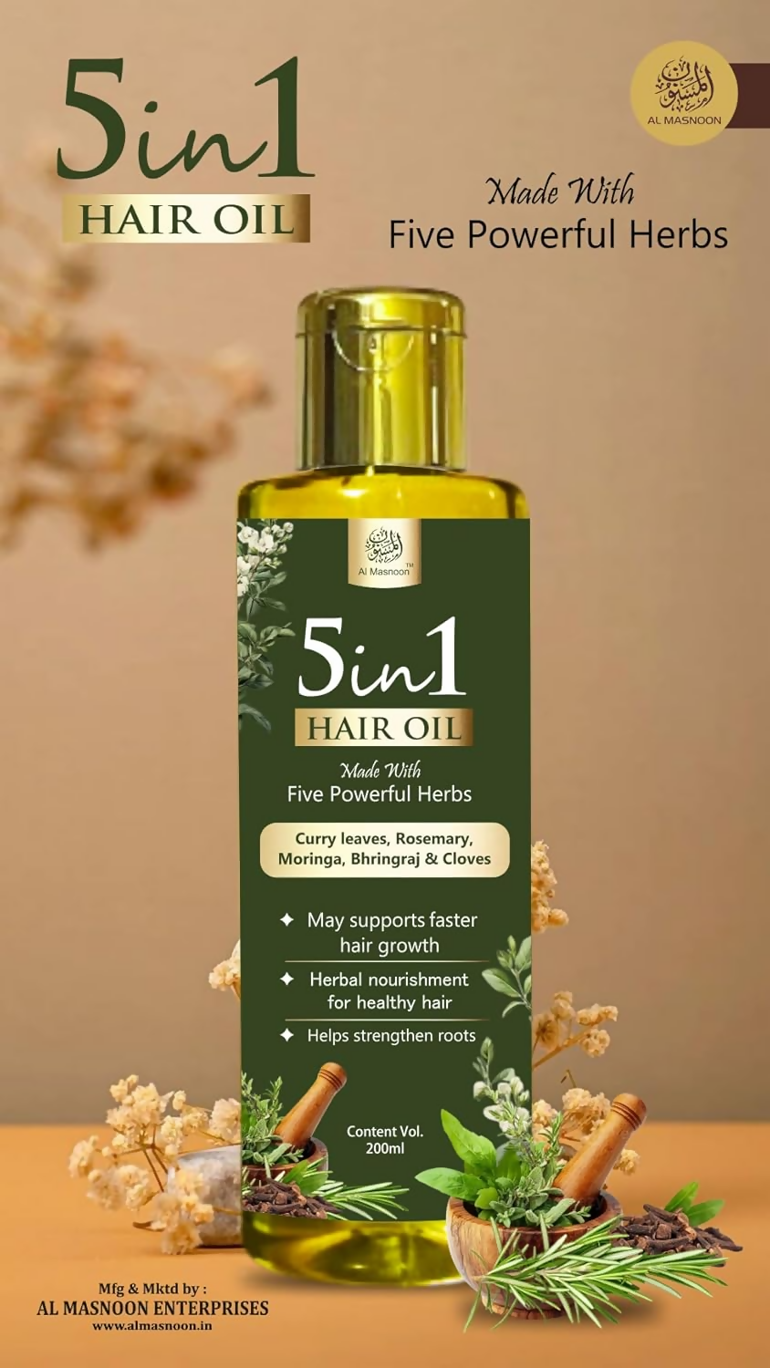 Al Masnoon 5-in-1 Herbal Shampoo & Hair Oil Combo | Grocsy