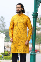 Niran Yellow Designer Men's kurta by Hilo Design | Grocsy