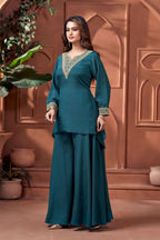 Anaita Teal Readymade Suit with Coding Work | Grocsy