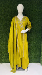 Anaita Yellow Anarkali Readymade Suit with Embroidery Work | Grocsy
