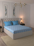 MYTRIDENT Blue White Ethnic Motifs Pure Cotton 120 TC Queen Bedsheet With 2 Pillow Covers | Grocsy
