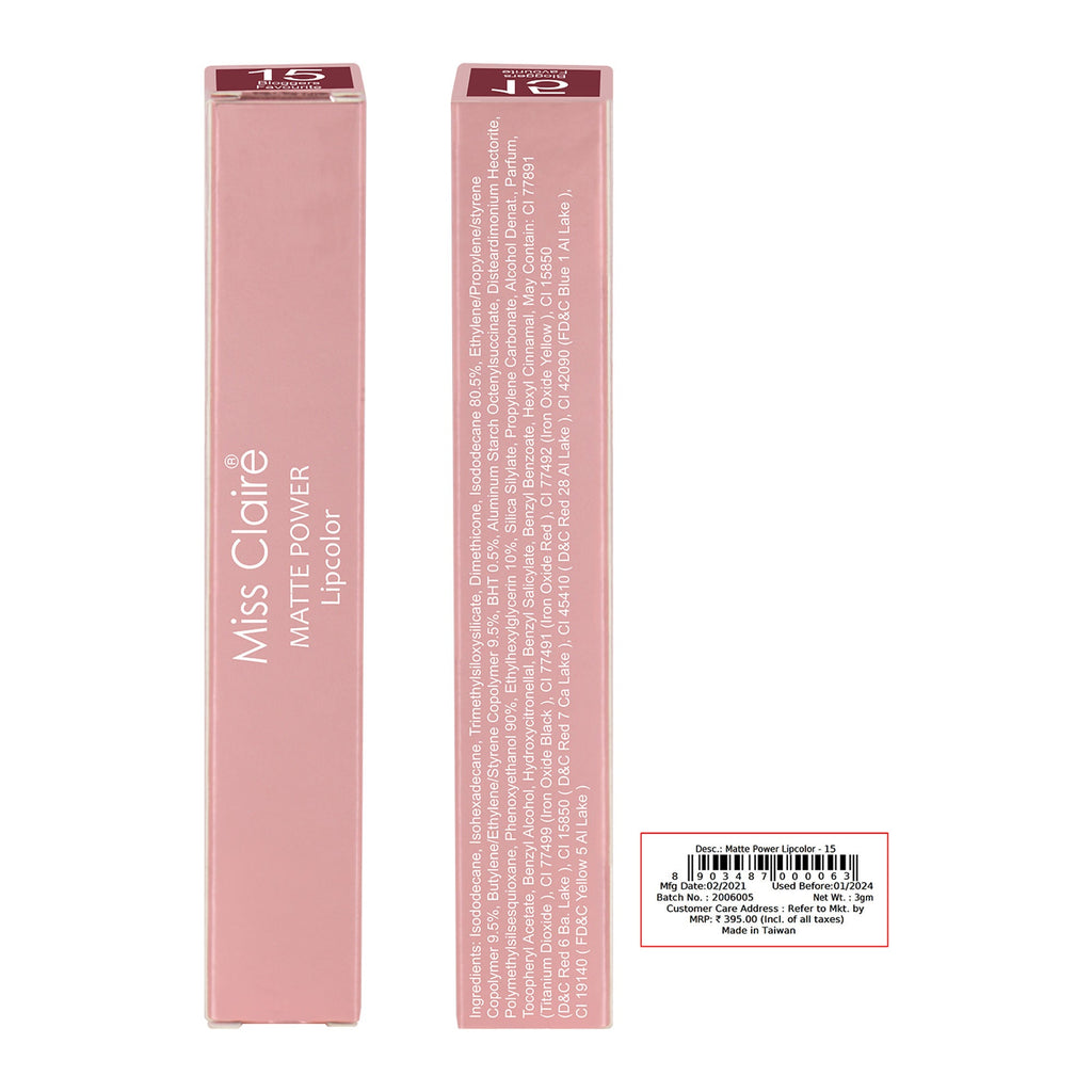 Miss Claire Matte Power Lipcolor - 15-Bloggers Favourite | Grocsy