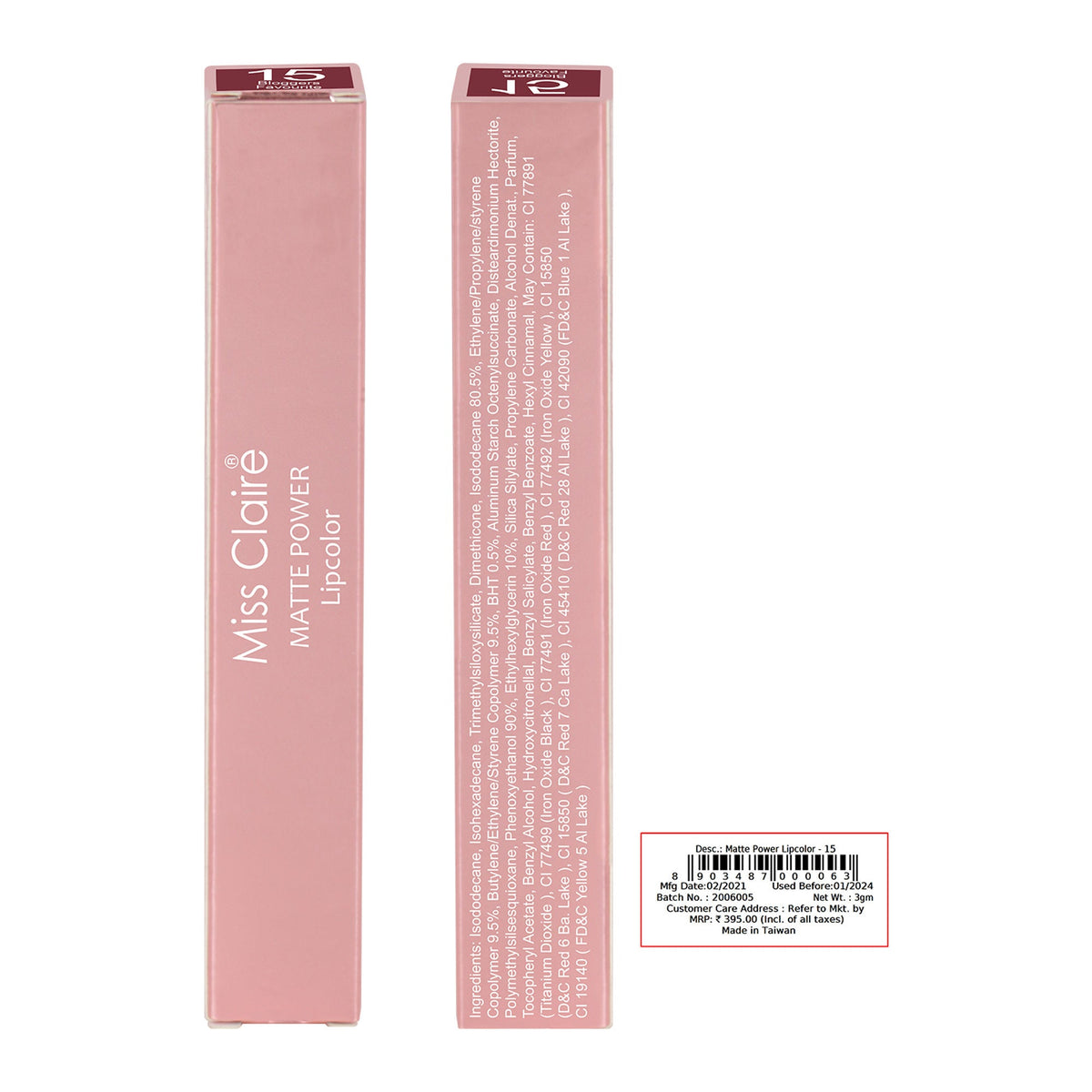 Miss Claire Matte Power Lipcolor - 15-Bloggers Favourite | Grocsy