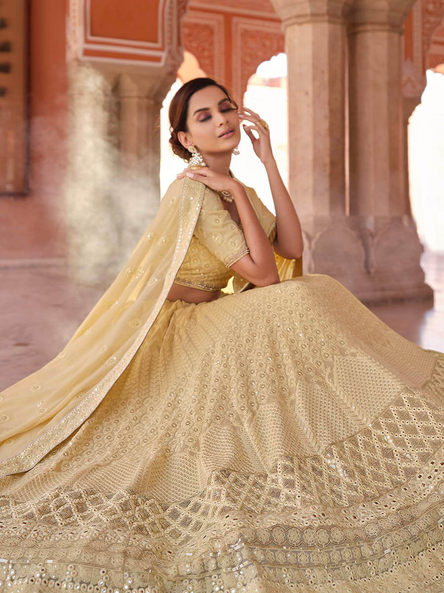 Myra Off White Embroidered Designer Lehenga Choli | Grocsy
