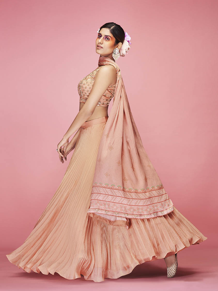 Myra Orange Art Silk Embroidered Designer Lehenga | Grocsy