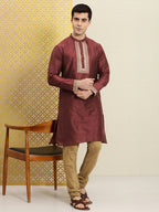 House of Pataudi Ethnic Motifs Embroidered Cotton Jashn Kurta | Grocsy