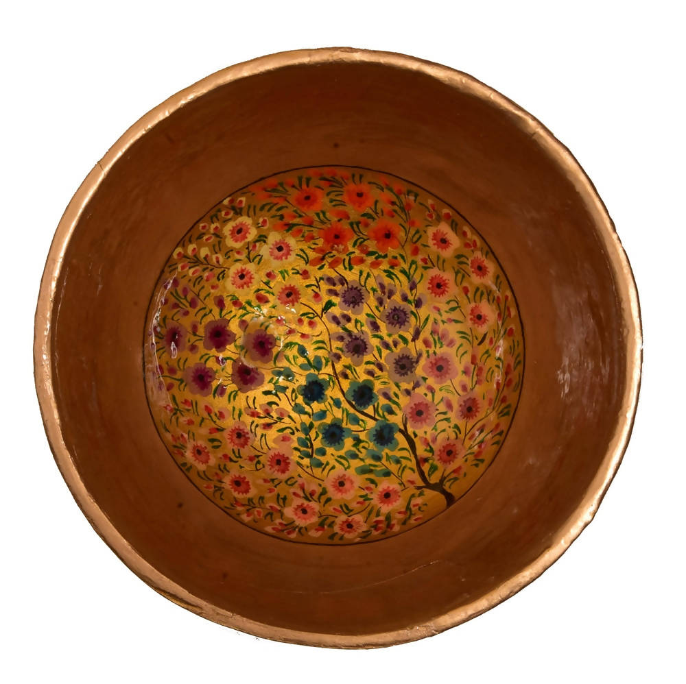 Nizalia Floral Motif Embossed Paper Mache Bowl | Grocsy