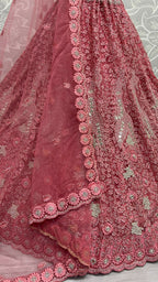 Jyoti Fashion Women's Pink Bridal Net Fancy Dori, Multi Thread, Hand Mirror and Diamond Work Wedding Lehenga Choli | Grocsy