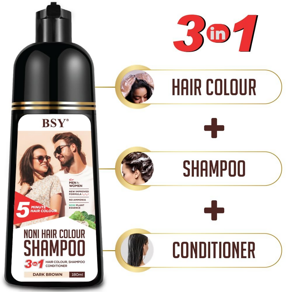 Bsy 5-Min 3 IN 1 Natural Hair colour shampoo - Brown | Grocsy