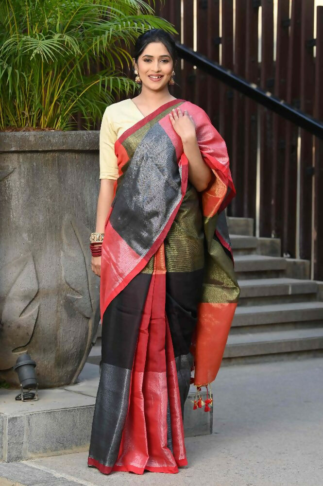 Beatitude Multicolor Tissue Silk Saree | Grocsy