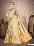 Vardha Oyster Yellow Woven Banarasi Saree | Grocsy