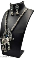 Tehzeeb Creations Women's Silver Colour Oxidised Necklace And Earring Bansuri Design | Grocsy
