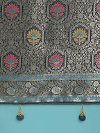 Monjolika Fashion Dark Teal Zari Woven Banarasi Classic Satin Silk Saree | Grocsy