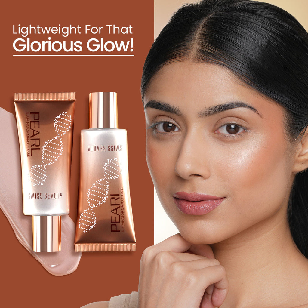 Swiss Beauty Pearl Illuminator Makeup Base Long lasting & Radiant Skin Highlighter - 02 Silver Pink | Grocsy