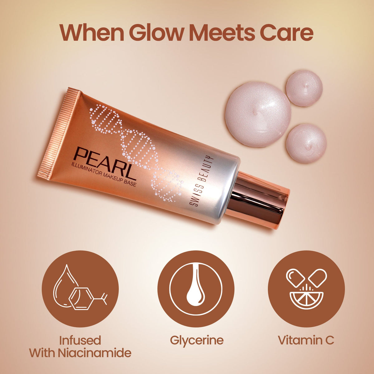 Swiss Beauty Pearl Illuminator Makeup Base Long lasting & Radiant Skin Highlighter - 02 Silver Pink | Grocsy