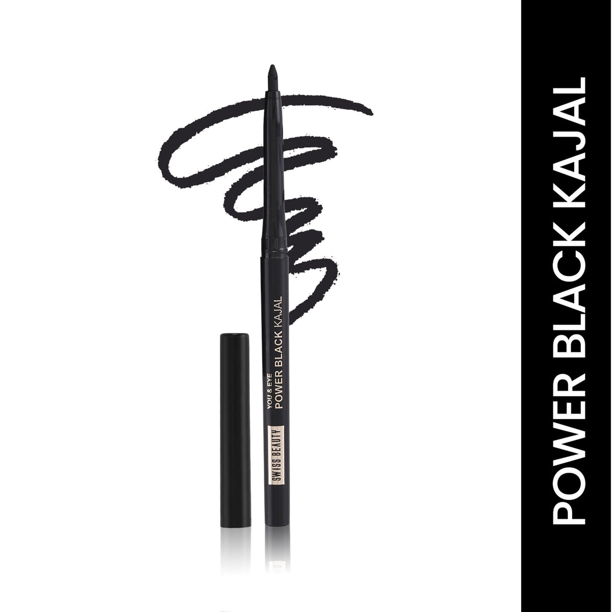 Swiss Beauty You & Eye Power ,24 Hours Stay ,Waterproof & Smudge-Proof Kajal With Vitamin E -Black | Grocsy
