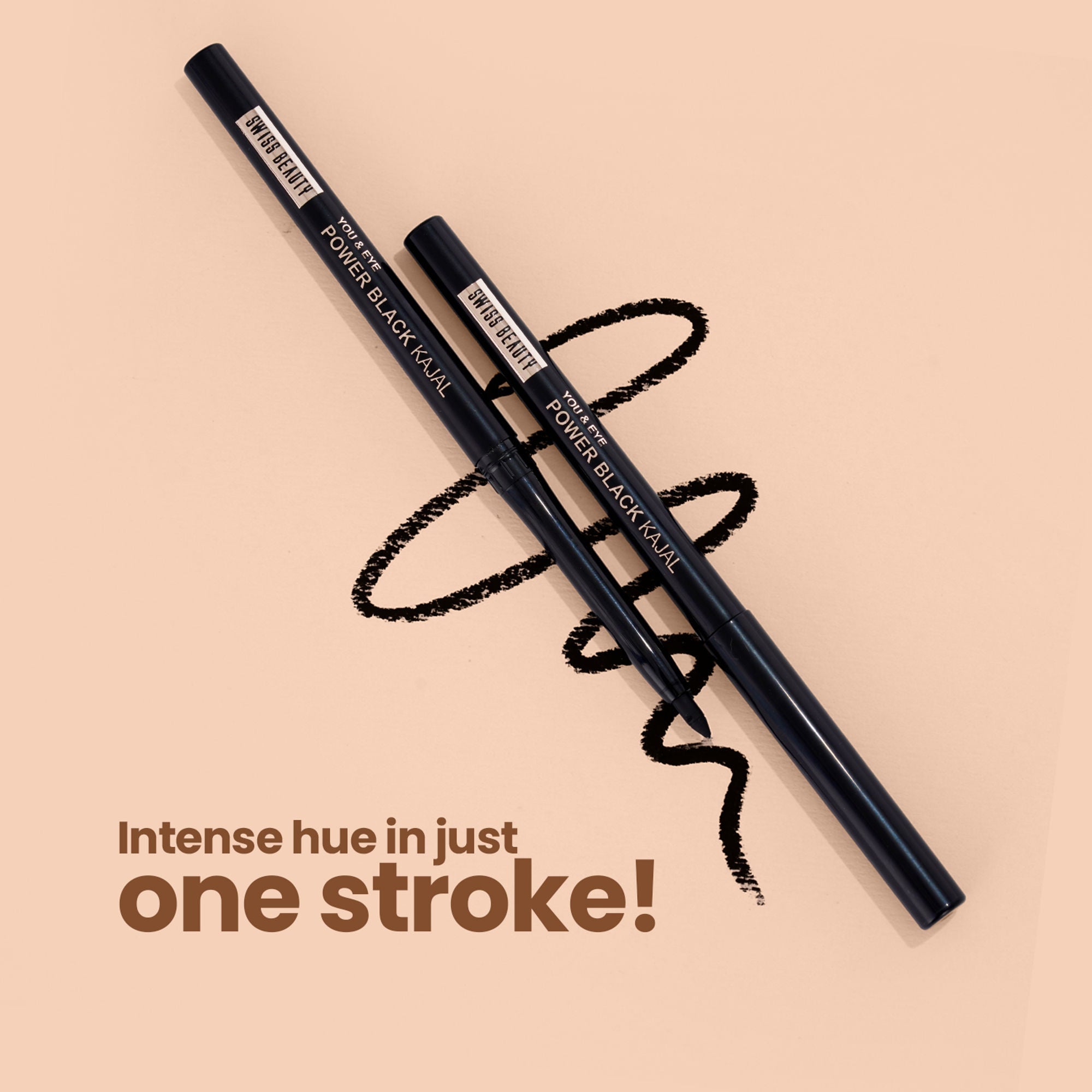 Swiss Beauty You & Eye Power ,24 Hours Stay ,Waterproof & Smudge-Proof Kajal With Vitamin E -Black | Grocsy