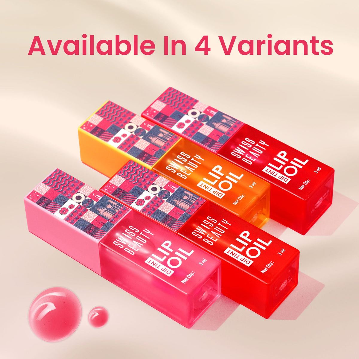 Swiss Beauty Dip Tint Color Changing Long Lasting With Vitamin-E PH Lip Oil - 1 Strawberry | Grocsy