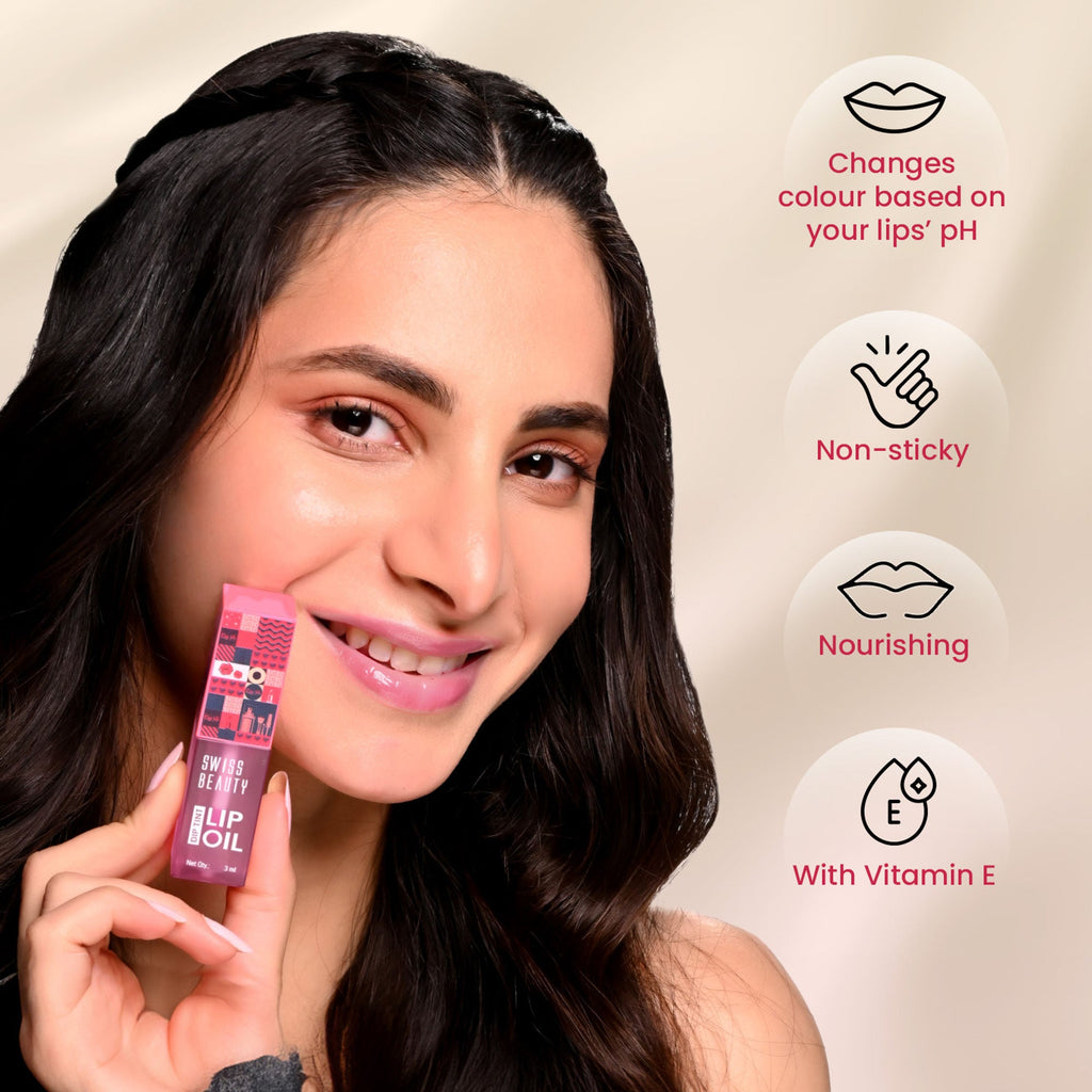 Swiss Beauty Dip Tint Color Changing Long Lasting With Vitamin-E PH Lip Oil - 3 Peach | Grocsy
