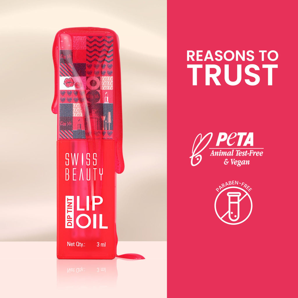 Swiss Beauty Dip Tint Color Changing Long Lasting With Vitamin-E PH Lip Oil - 3 Peach | Grocsy