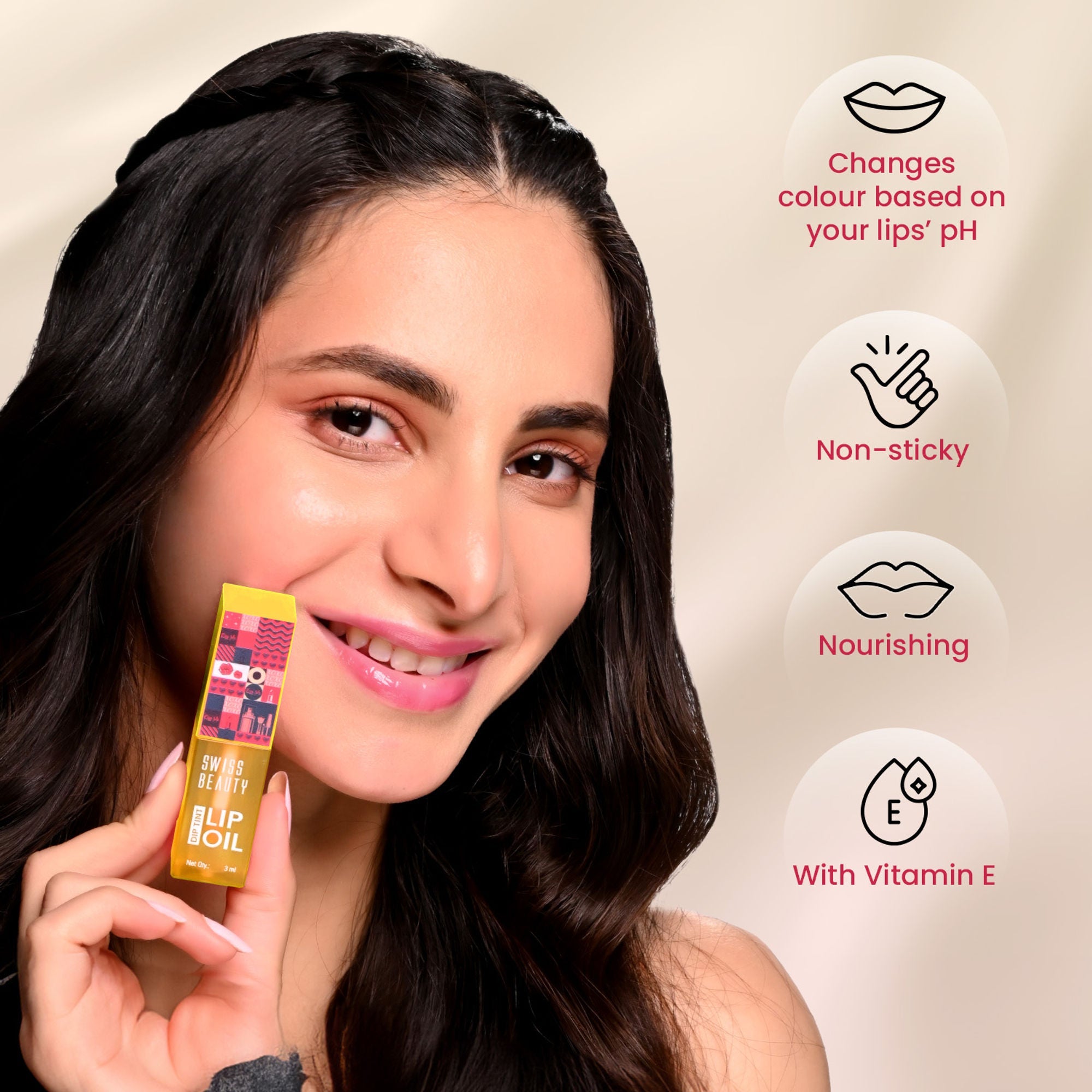 Swiss Beauty Dip Tint Color Changing Long Lasting With Vitamin-E PH Lip Oil - 4 Kiwi | Grocsy