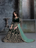 Anaita Dark Green Embroidered Velvet Patiala Suit | Grocsy