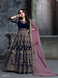 Anaita Navy Blue Embroidered Velvet Patiala Suit | Grocsy