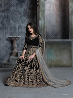 Anaita Black Embroidered Velvet Patiala Suit | Grocsy