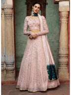 Myra Dusty Pink Georgette Embroidered Designer Lehenga | Grocsy