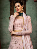 Myra Dusty Pink Georgette Embroidered Designer Lehenga | Grocsy