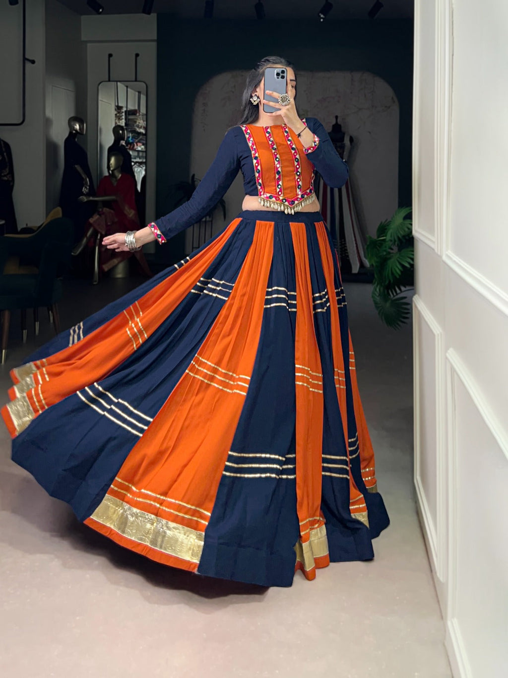 Lorenvalley Fashion Multicolor Pure Rayon Embossed Design With Gotta Patti Lace Touch Up Lehenga Choli | Grocsy