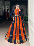 Lorenvalley Fashion Multicolor Pure Rayon Embossed Design With Gotta Patti Lace Touch Up Lehenga Choli | Grocsy