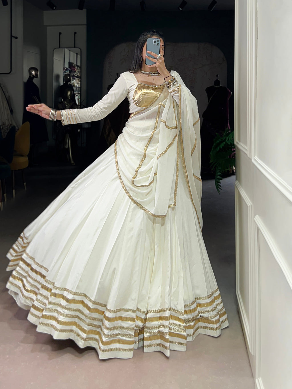 Lorenvalley Fashion White Pure Rayon Lace Touch Up Lehenga Choli with Dupatta | Grocsy