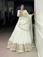 Lorenvalley Fashion White Pure Rayon Lace Touch Up Lehenga Choli with Dupatta | Grocsy