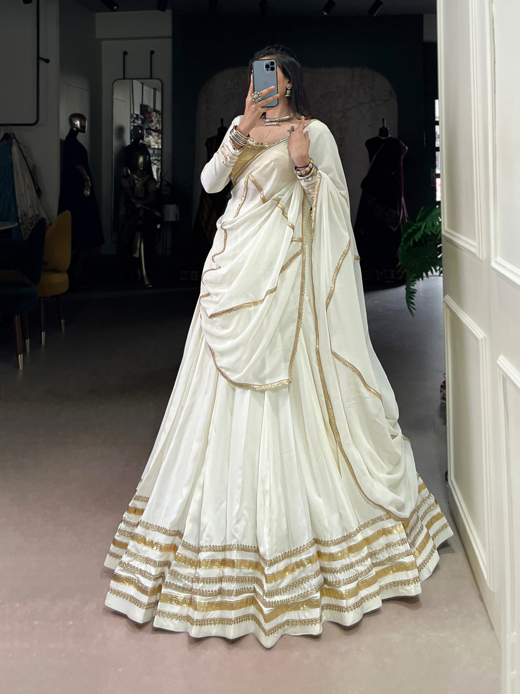 Lorenvalley Fashion White Pure Rayon Lace Touch Up Lehenga Choli with Dupatta | Grocsy
