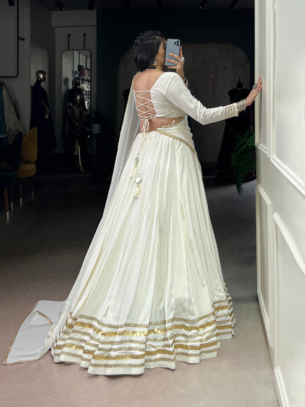 Lorenvalley Fashion White Pure Rayon Lace Touch Up Lehenga Choli with Dupatta | Grocsy
