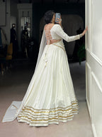 Lorenvalley Fashion White Pure Rayon Lace Touch Up Lehenga Choli with Dupatta | Grocsy