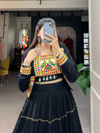 Lorenvalley Fashion Black Pure Rayon Plain With Gota Patti Touch Up Lehenga Choli with Koti | Grocsy