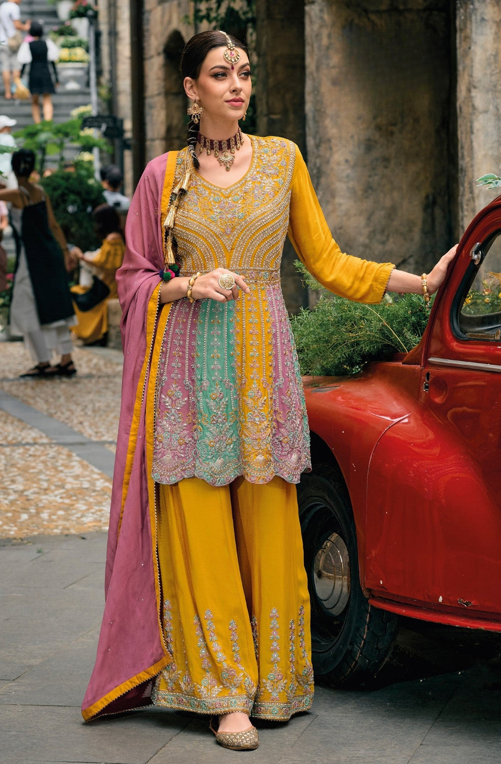 Anaita Pink Real Georgette Sequin Embroidered Readymade Salwar Suit | Grocsy