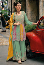 Anaita Green Real Georgette Sequin Embroidered Readymade Salwar Suit | Grocsy